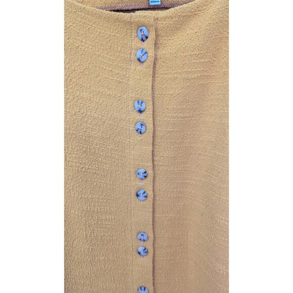 Madewell Mustard Button-Front Textured Thread Dress Size Large - Picture 3 of 4
